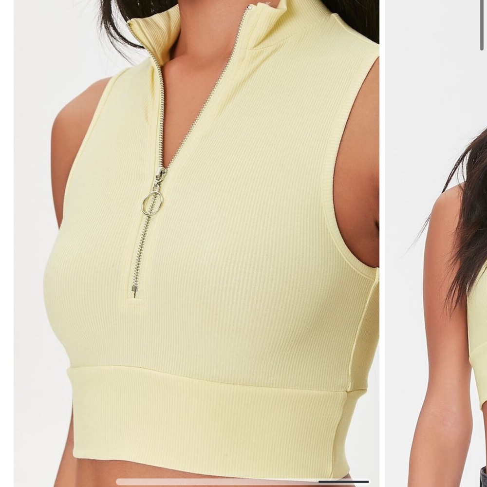 Forever 21 Green Zip Up Crop Top